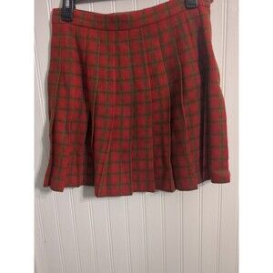 VTG Abercrombie Fitch Women Mini Skirt Pleated Wool Red Plaid Schoolgirl Y2K Med